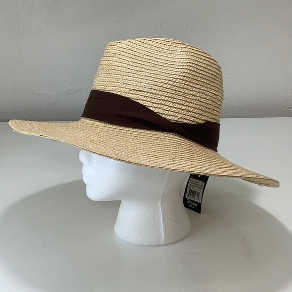 Brixton straw Fedora Sun brown band hat size XS NWT - Picture 2 of 16